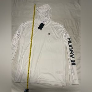 Hurley white hooded shirt mens large